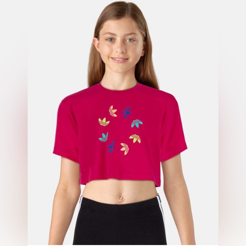 Adidas | Girls Cropped Pink T-Shirt | Size 14Y-15Y | NWOT | BRAND NEW